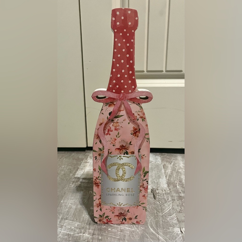 Chanel themed champagne bottle art tabletop display